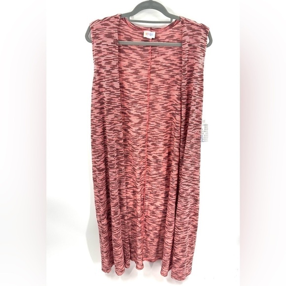 NWT Lularoe Size XL Joy Vest Long Line Sleeveless Duster Cardigan Marled Pink - Picture 9 of 9